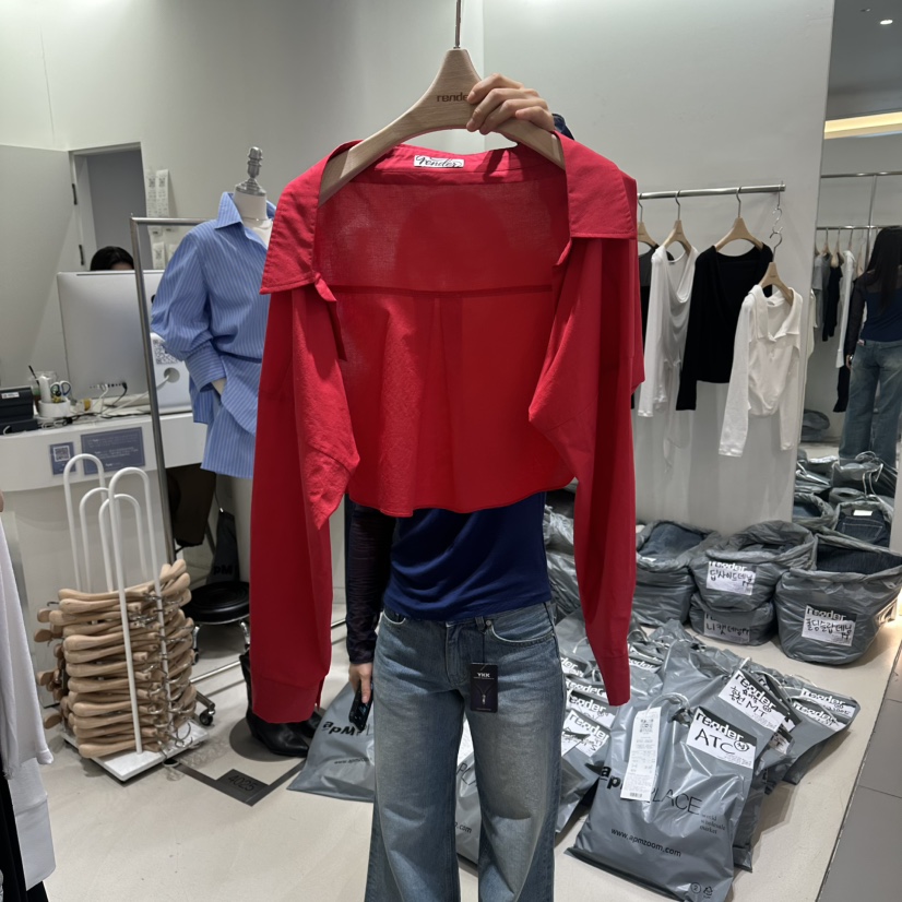 RENDER韓國東大門代購女士新品推薦26春夏襯衫蕾絲衫不含內搭RENDER襯衫/蕾絲衫圖色1