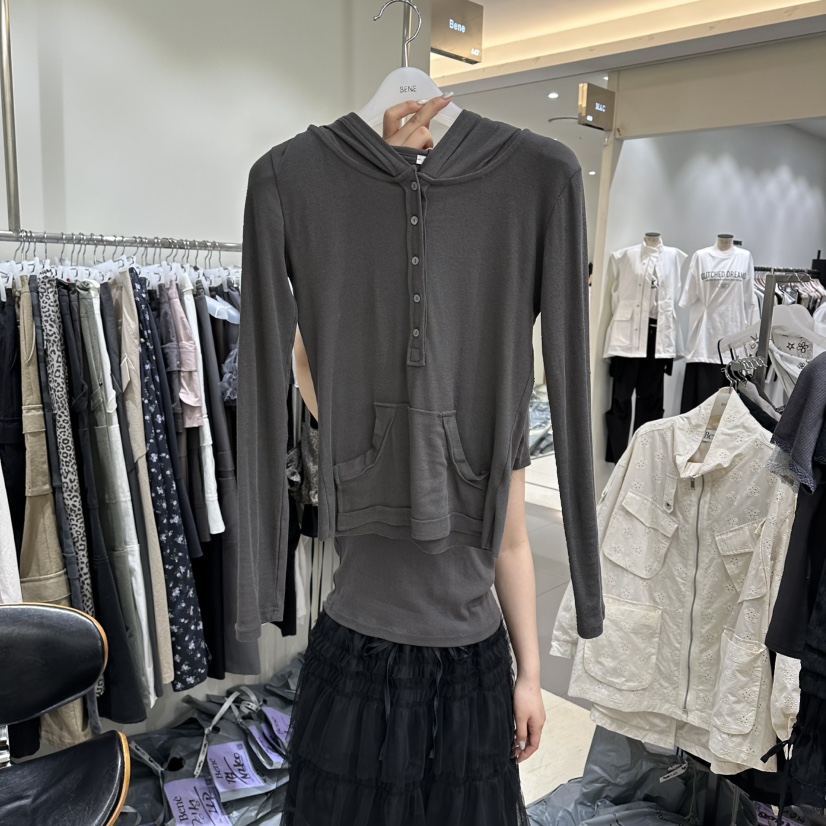 BENE韓國東大門直郵女裝新品人氣職業時尚推薦長袖T恤連帽衫BENE長袖T恤圖色3