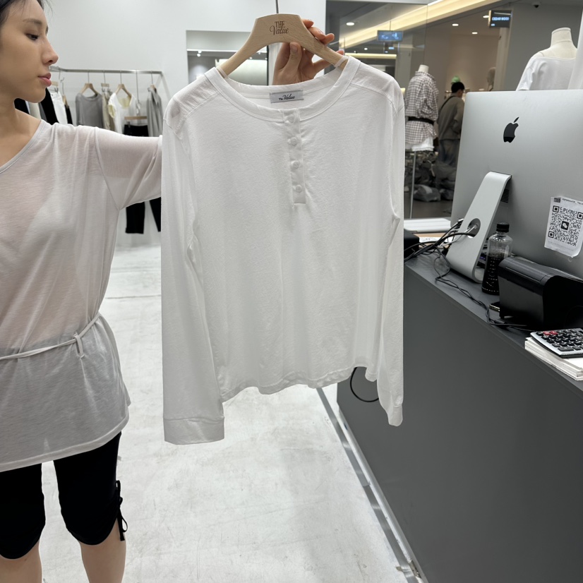 THE VALUE韓國東大門代購女裝新款熱賣人氣休閑推薦長袖T恤THE VALUE長袖T恤圖色1