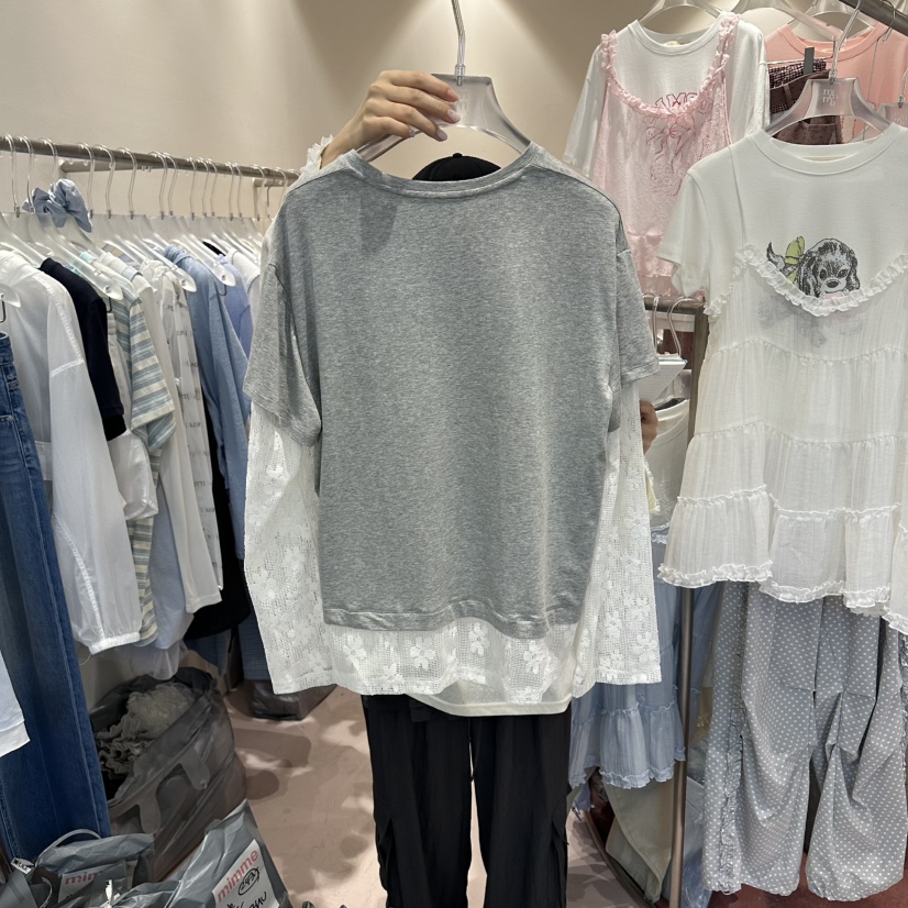 MIMME/LOOKK韓國直郵女士新品時尚職業人氣長袖T恤假兩件MIMME/LOOKK長袖T恤