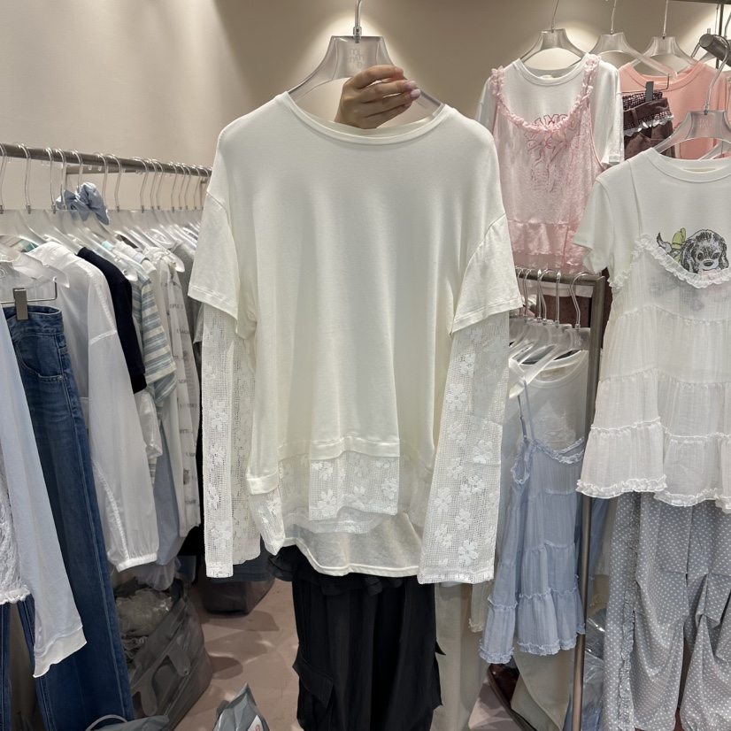 MIMME/LOOKK韓國直郵女士新品時尚職業人氣長袖T恤假兩件MIMME/LOOKK長袖T恤圖色1