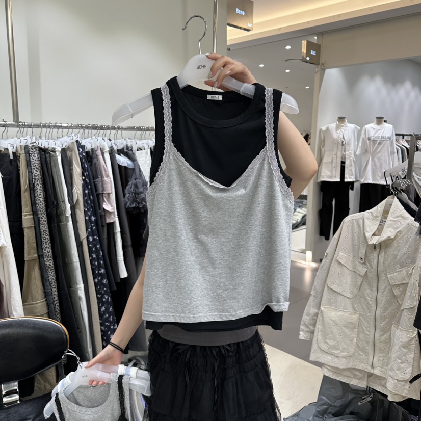 BENE韓國代購女士新款時尚推薦職業人氣熱賣吊帶背心假兩件BENE吊帶/背心圖色2