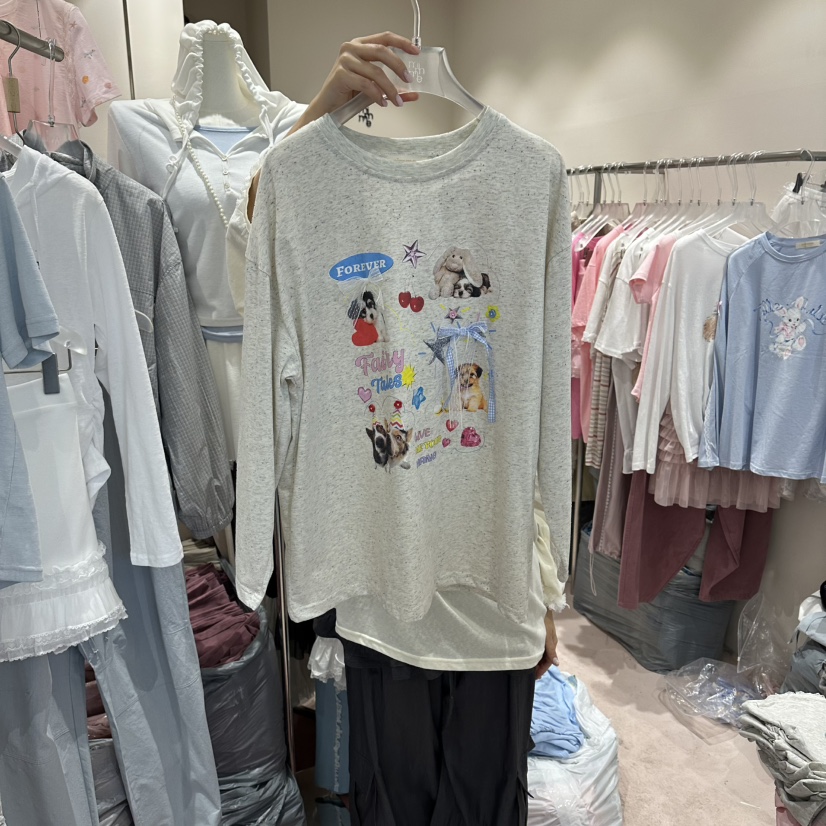 MIMME/LOOKK韓國直郵女裝新款職業26春夏推薦長袖T恤狗狗MIMME/LOOKK長袖T恤圖色2