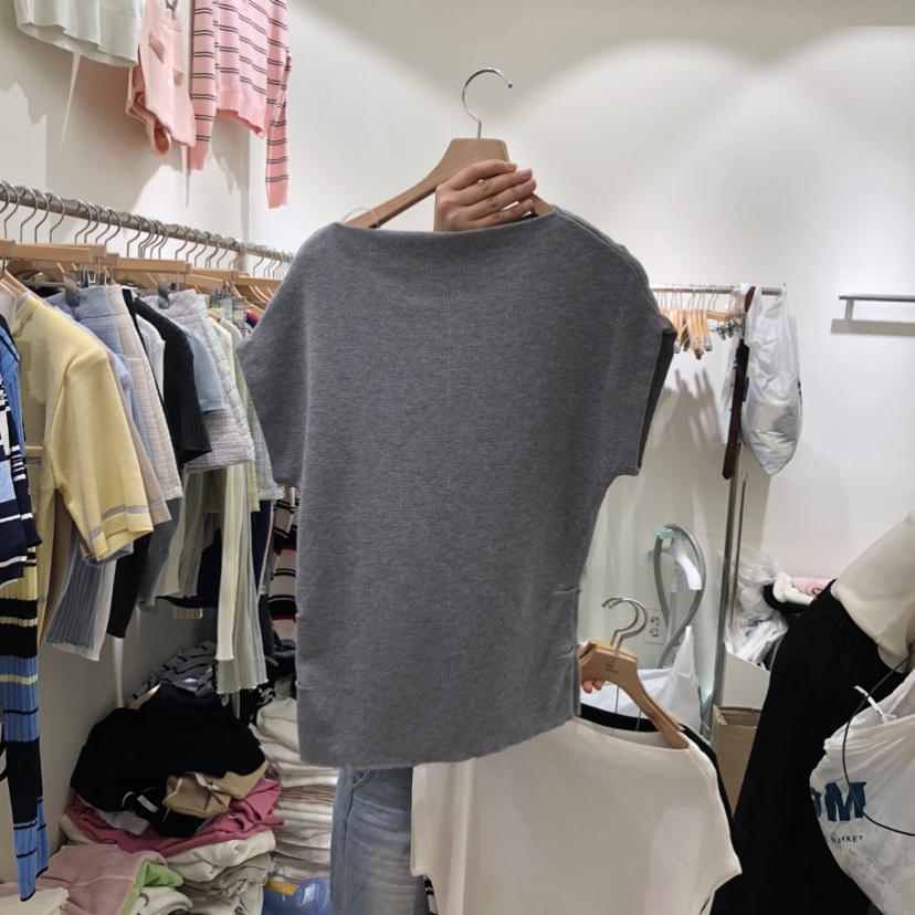 BY BOMI韓國直郵女士新品時尚26春夏熱賣休閑推薦T恤不對稱BY BOMIT恤