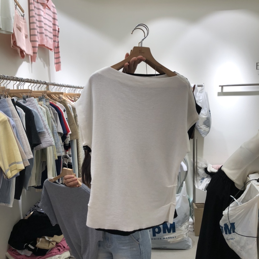 BY BOMI韓國直郵女士新品時尚26春夏熱賣休閑推薦T恤不對稱BY BOMIT恤圖色2