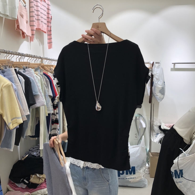 BY BOMI韓國直郵女士新品時尚26春夏熱賣休閑推薦T恤不對稱BY BOMIT恤圖色3