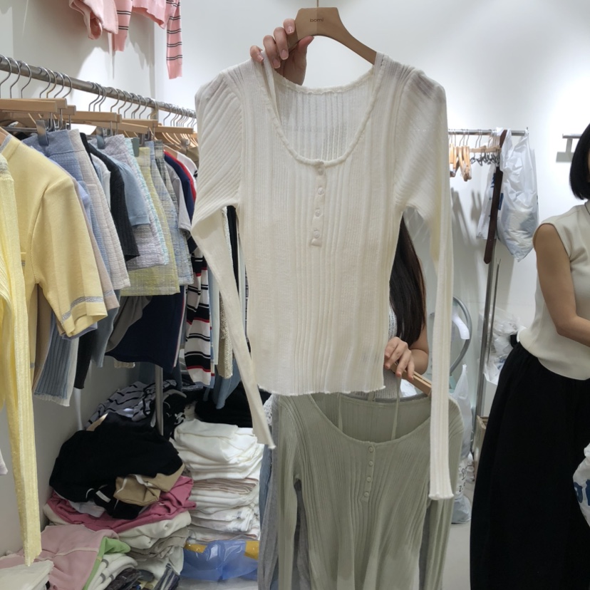 BY BOMI韓國代購女裝新款時尚休閑推薦長袖T恤假兩件雙面BY BOMI長袖T恤圖色1