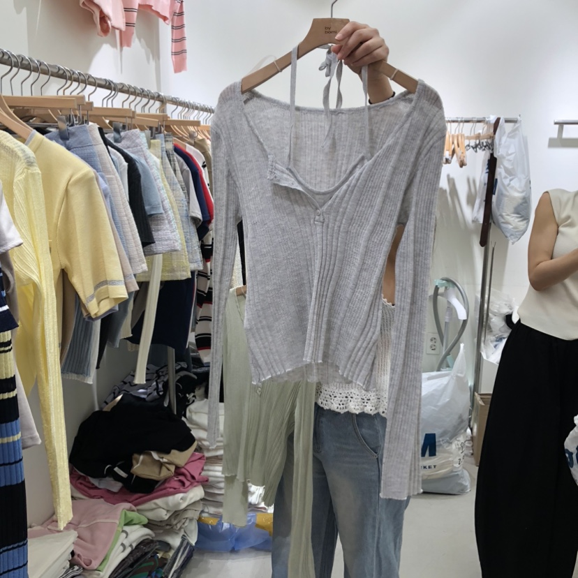 BY BOMI韓國代購女裝新款時尚休閑推薦長袖T恤假兩件雙面BY BOMI長袖T恤圖色2