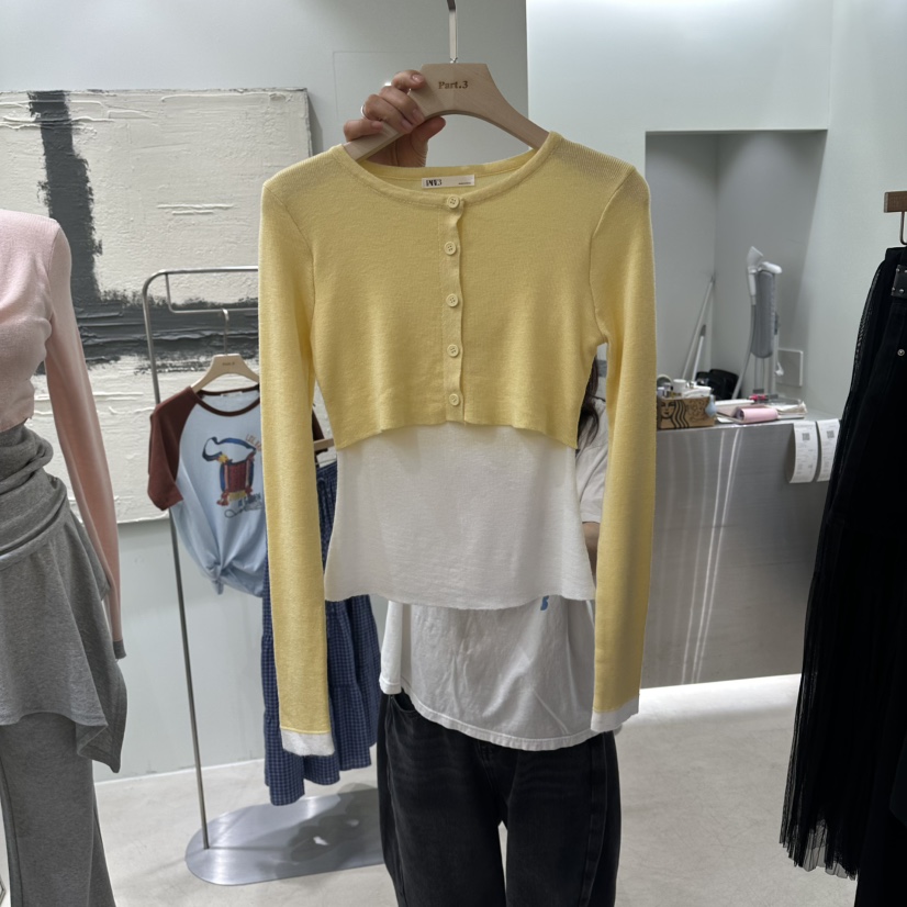 PART3韓國直郵實拍女裝新品時尚休閑針織衫短款針織假兩件Part.3針織衫圖色2