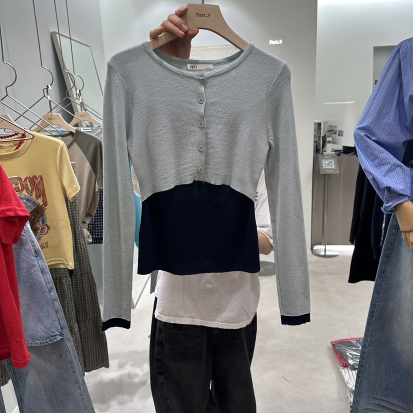 PART3韓國直郵實拍女裝新品時尚休閑針織衫短款針織假兩件Part.3針織衫圖色3