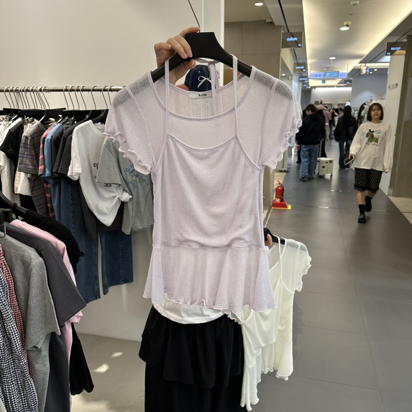 A.CES韓國代購女裝新品人氣26春夏休閑針織衫假兩件雙層A.CES針織衫圖色1