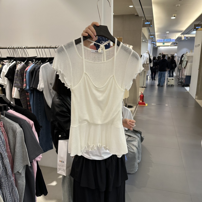 A.CES韓國代購女裝新品人氣26春夏休閑針織衫假兩件雙層A.CES針織衫圖色2