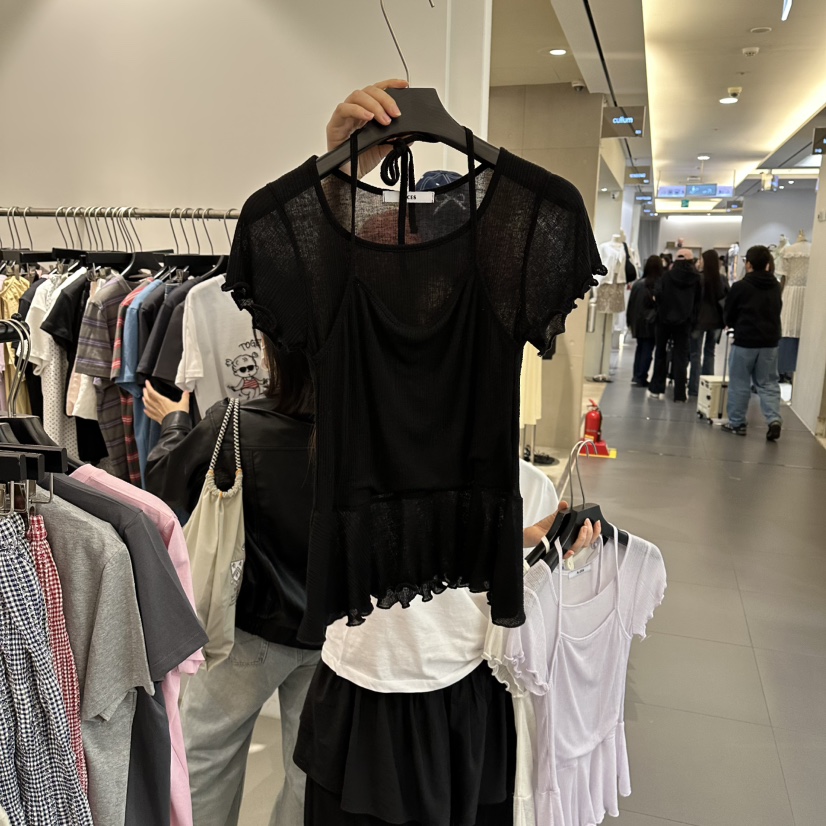 A.CES韓國代購女裝新品人氣26春夏休閑針織衫假兩件雙層A.CES針織衫圖色3