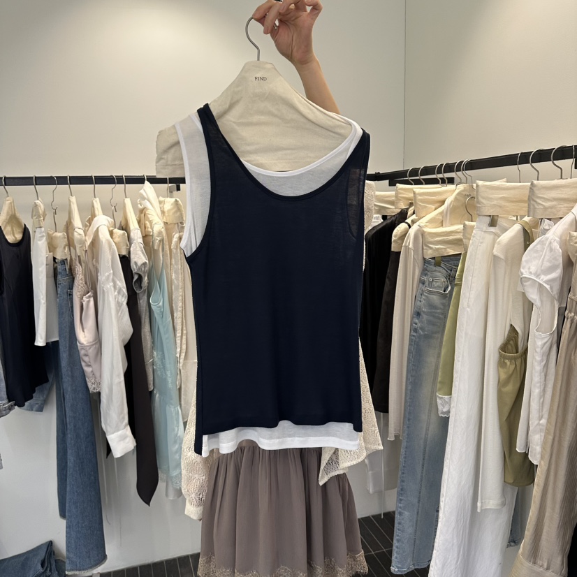 FIND-P韓國東大門直郵女士新款人氣職業休閑吊帶背心假兩件FIND-P吊帶/背心圖色2