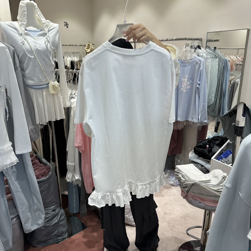 MIMME/LOOKK韓國東大門直郵女士新品人氣時尚26春夏T恤荷葉邊MIMME/LOOKKT恤