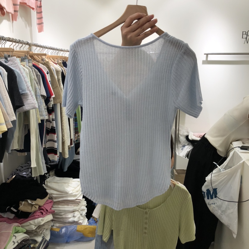 BY BOMI韓國直郵女裝新品職業26春夏休閑針織衫修身紐扣BY BOMI針織衫