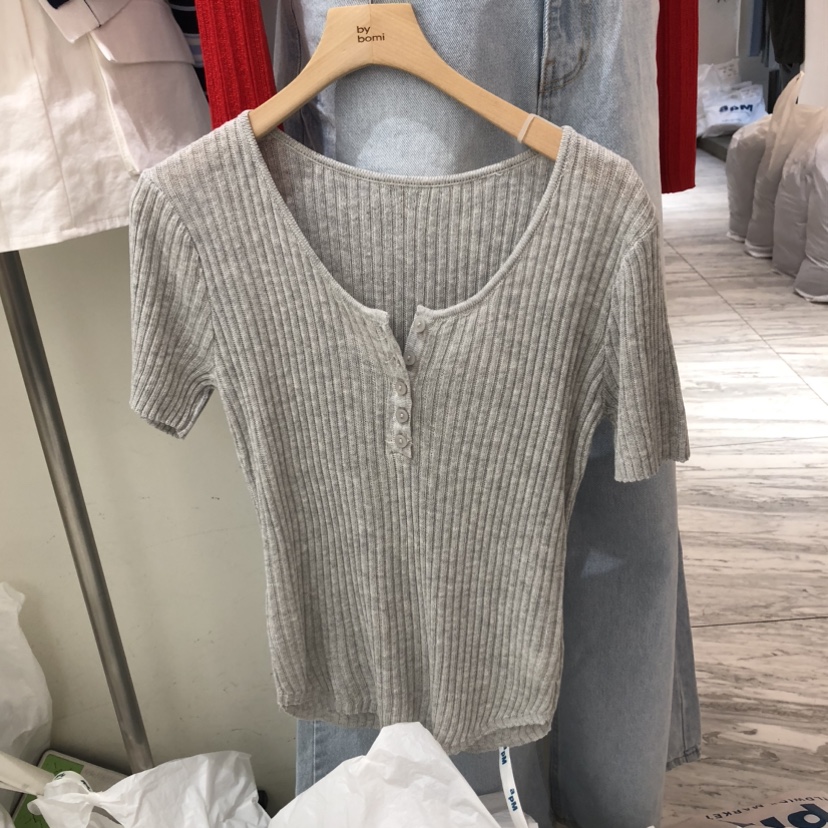 BY BOMI韓國直郵女裝新品職業26春夏休閑針織衫修身紐扣BY BOMI針織衫圖色1