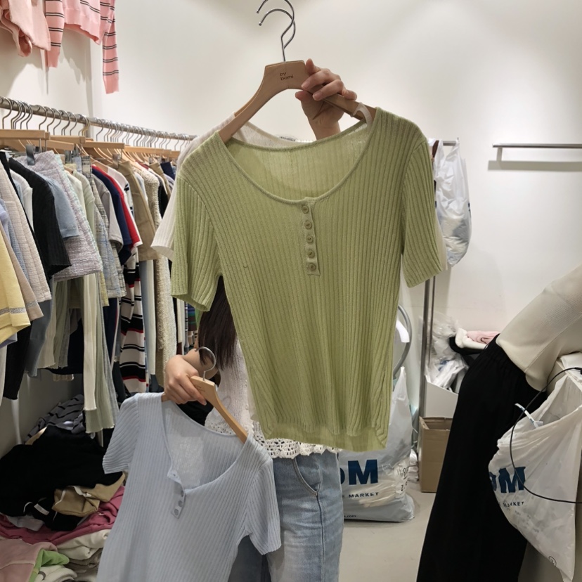 BY BOMI韓國直郵女裝新品職業26春夏休閑針織衫修身紐扣BY BOMI針織衫圖色2