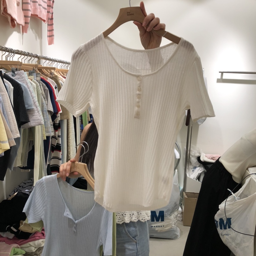 BY BOMI韓國直郵女裝新品職業26春夏休閑針織衫修身紐扣BY BOMI針織衫圖色3