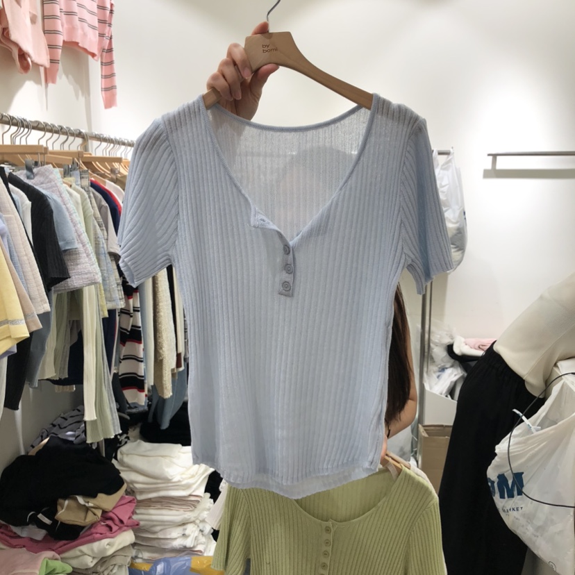 BY BOMI韓國直郵女裝新品職業26春夏休閑針織衫修身紐扣BY BOMI針織衫圖色4