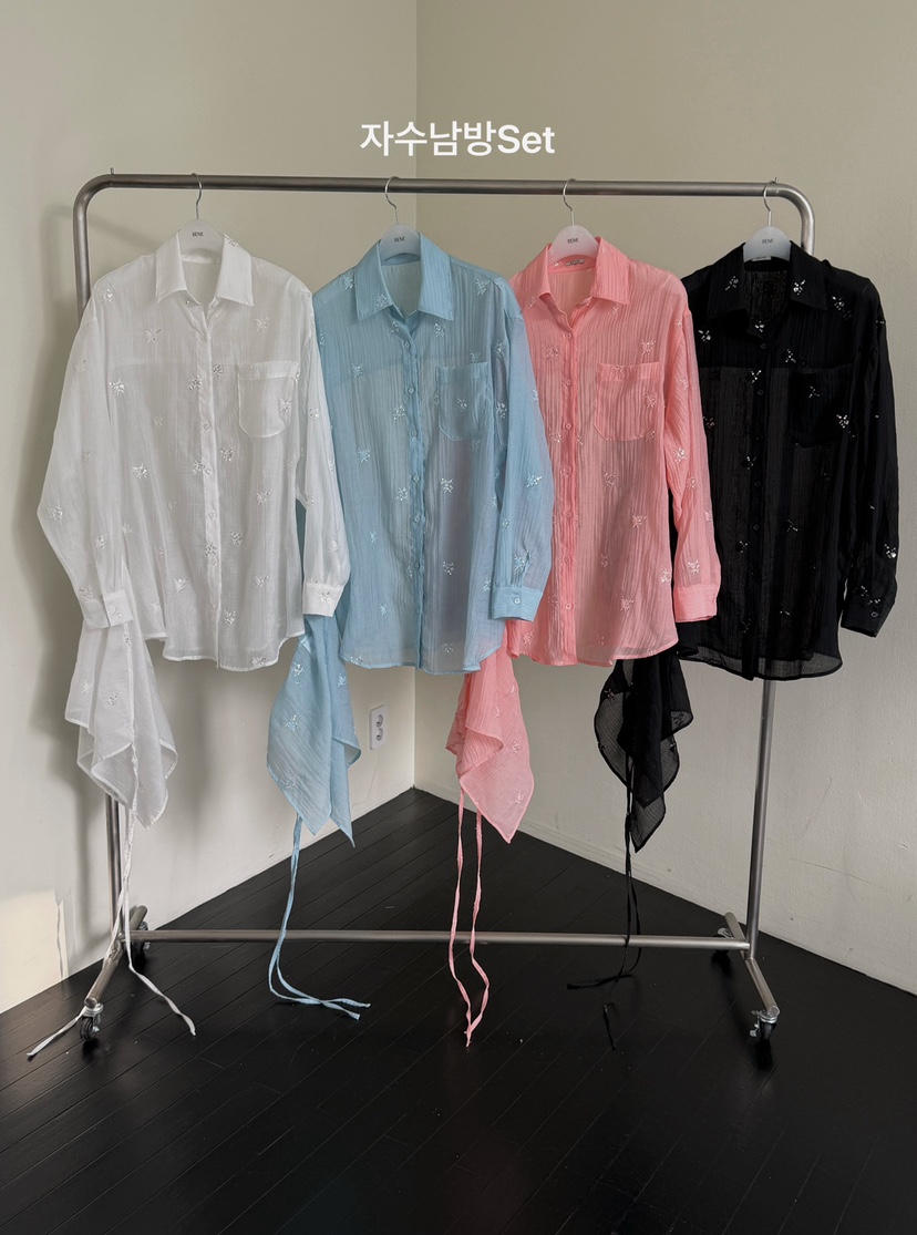 BENE韓國直郵女裝新款26春夏時尚熱賣休閑襯衫蕾絲衫刺繡BENE襯衫/蕾絲衫