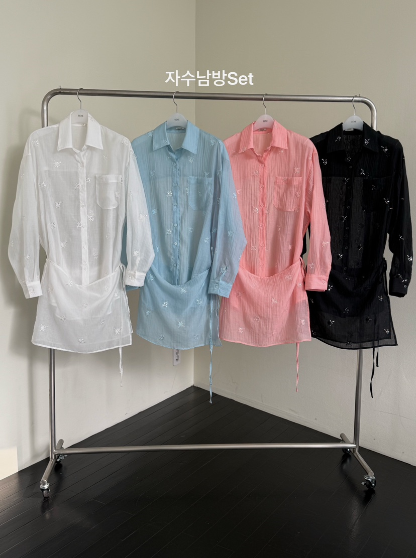 BENE韓國直郵女裝新款26春夏時尚熱賣休閑襯衫蕾絲衫刺繡BENE襯衫/蕾絲衫