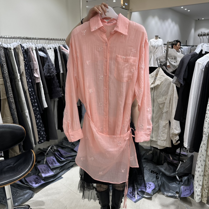 BENE韓國直郵女裝新款26春夏時尚熱賣休閑襯衫蕾絲衫刺繡BENE襯衫/蕾絲衫圖色2