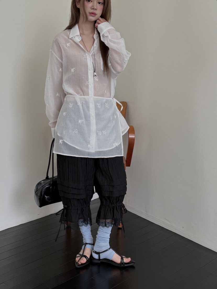 BENE韓國直郵女裝新款26春夏時尚熱賣休閑襯衫蕾絲衫刺繡BENE襯衫/蕾絲衫圖色4