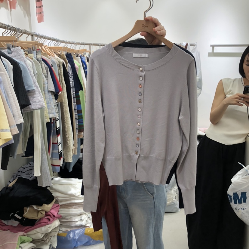 BY BOMI韓國代購女士新品熱賣推薦時尚26春夏針織衫開衫紐扣BY BOMI針織衫圖色2