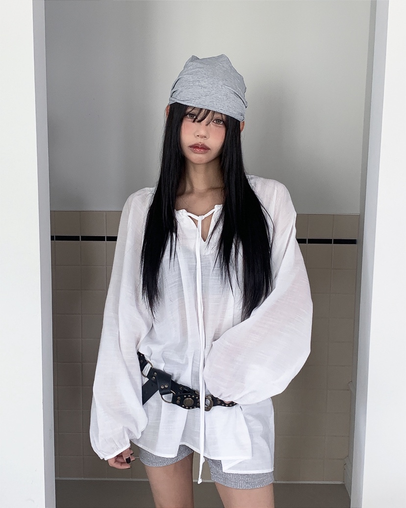 LIVE AID-P韓國代購女裝新品熱賣26春夏休閑襯衫蕾絲衫LIVE AID-P襯衫/蕾絲衫