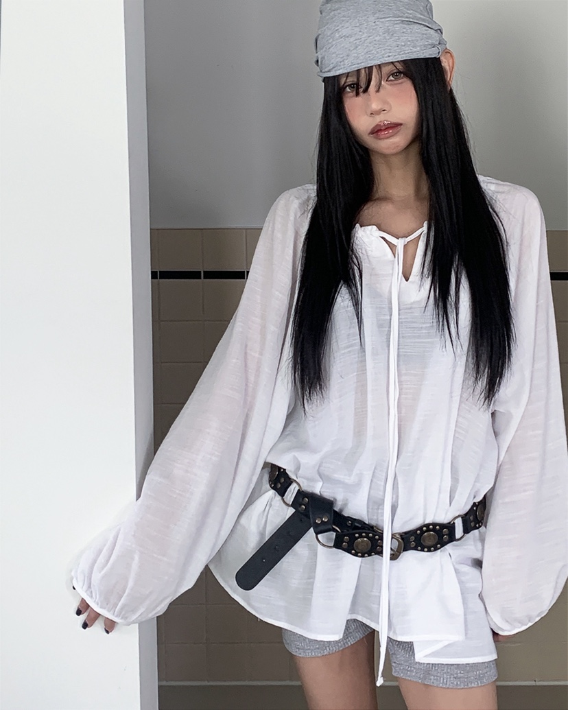 LIVE AID-P韓國代購女裝新品熱賣26春夏休閑襯衫蕾絲衫LIVE AID-P襯衫/蕾絲衫