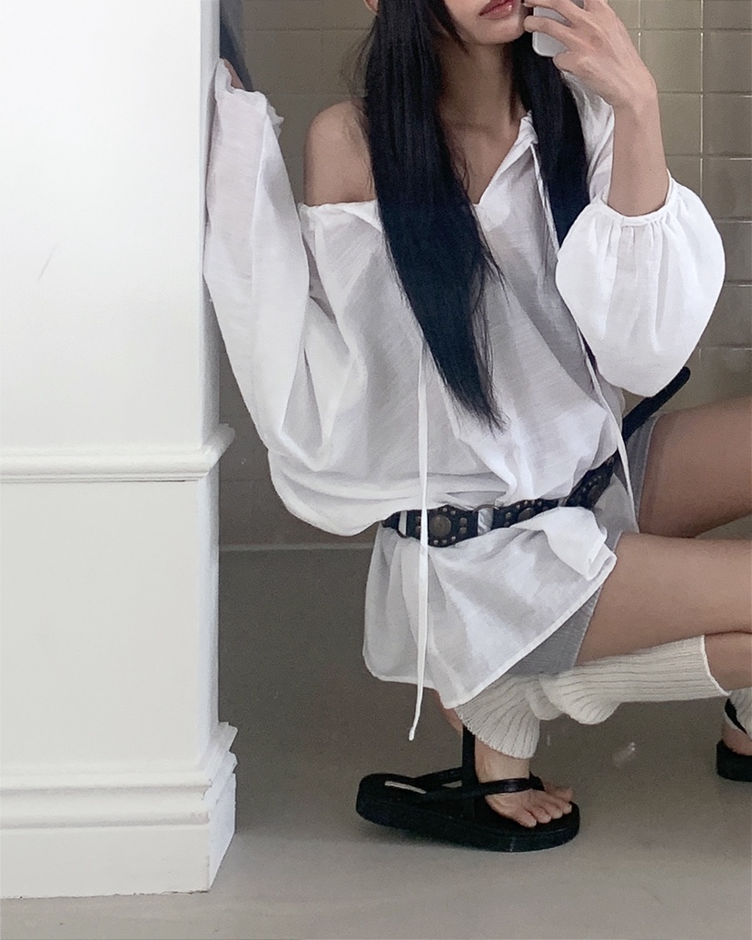 LIVE AID-P韓國代購女裝新品熱賣26春夏休閑襯衫蕾絲衫LIVE AID-P襯衫/蕾絲衫