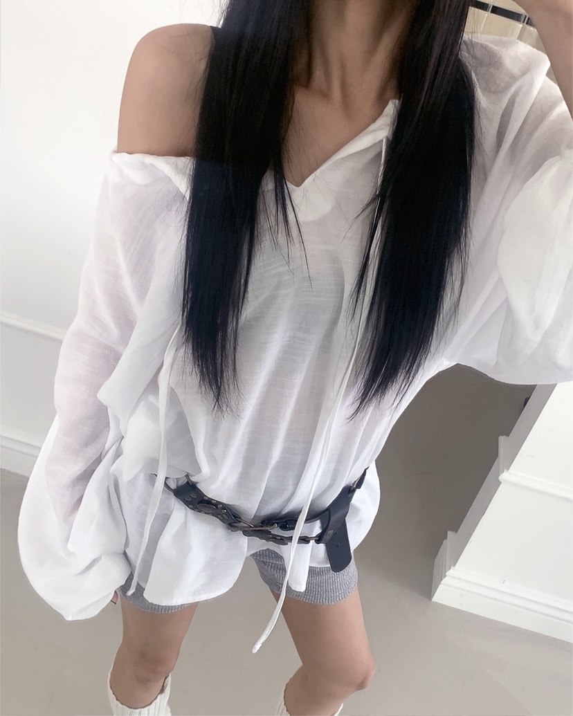 LIVE AID-P韓國代購女裝新品熱賣26春夏休閑襯衫蕾絲衫LIVE AID-P襯衫/蕾絲衫