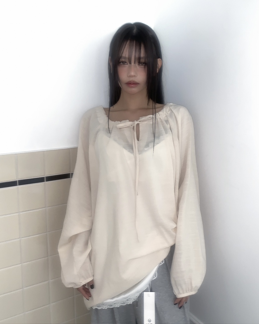 LIVE AID-P韓國代購女裝新品熱賣26春夏休閑襯衫蕾絲衫LIVE AID-P襯衫/蕾絲衫