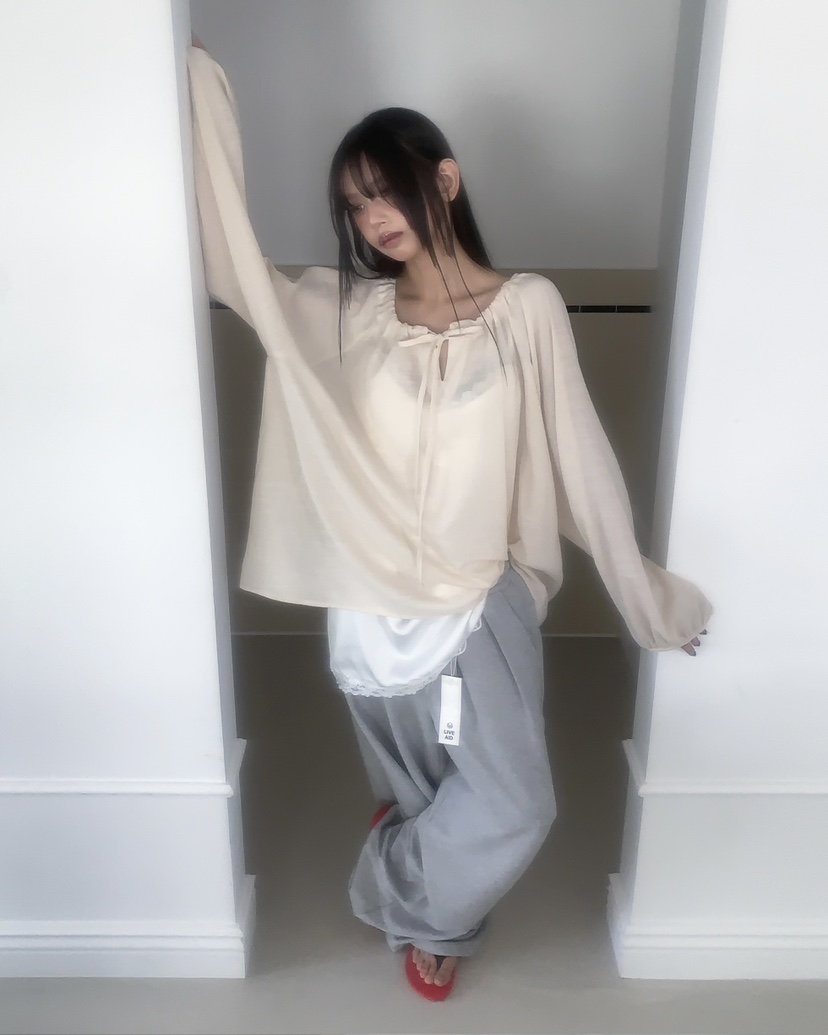 LIVE AID-P韓國代購女裝新品熱賣26春夏休閑襯衫蕾絲衫LIVE AID-P襯衫/蕾絲衫