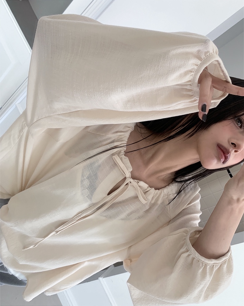 LIVE AID-P韓國代購女裝新品熱賣26春夏休閑襯衫蕾絲衫LIVE AID-P襯衫/蕾絲衫