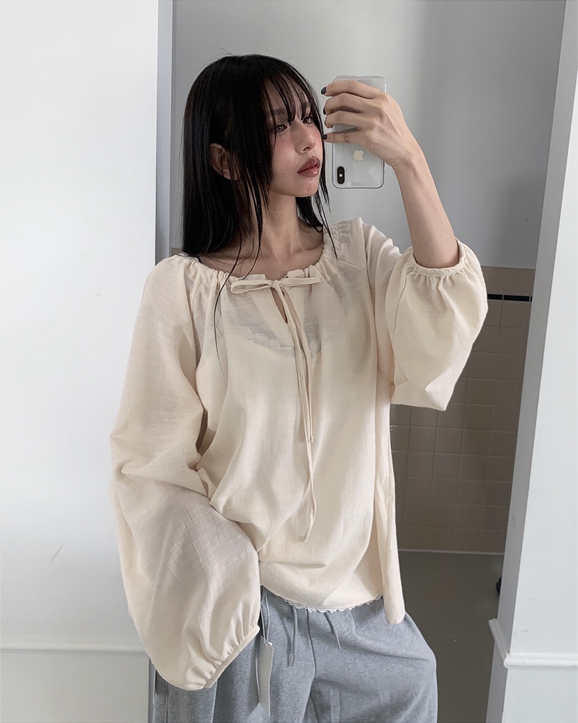 LIVE AID-P韓國代購女裝新品熱賣26春夏休閑襯衫蕾絲衫LIVE AID-P襯衫/蕾絲衫