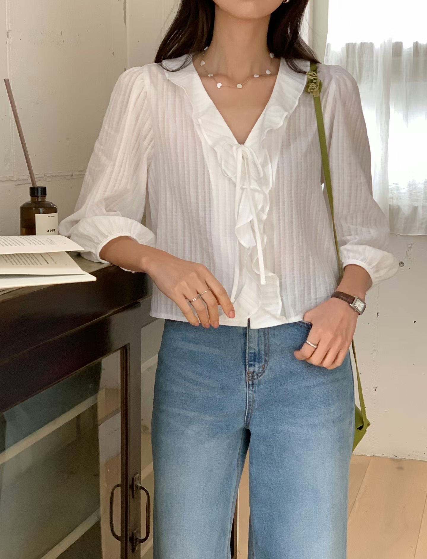 TONEOF/ARRICCHISI韓國東大門代購女士新品人氣襯衫蕾絲衫OHEN襯衫/蕾絲衫