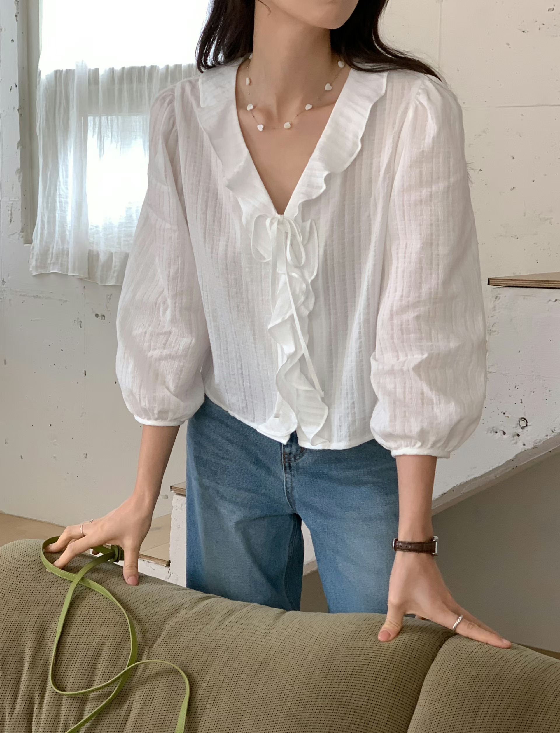 TONEOF/ARRICCHISI韓國東大門代購女士新品人氣襯衫蕾絲衫OHEN襯衫/蕾絲衫