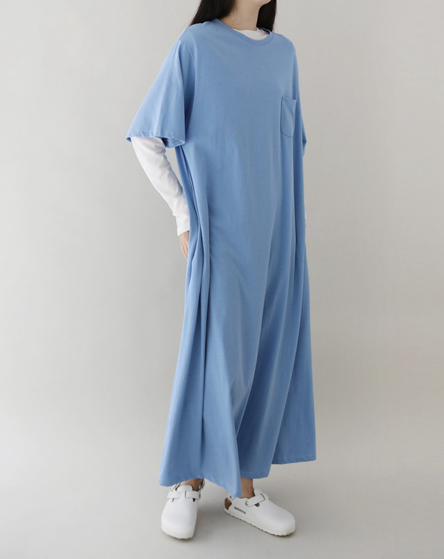 PLANTS ON GRAY韓國東大門直郵女裝新款推薦連衣裙不含內搭口袋棉質PLANTS ON GRAY連衣裙