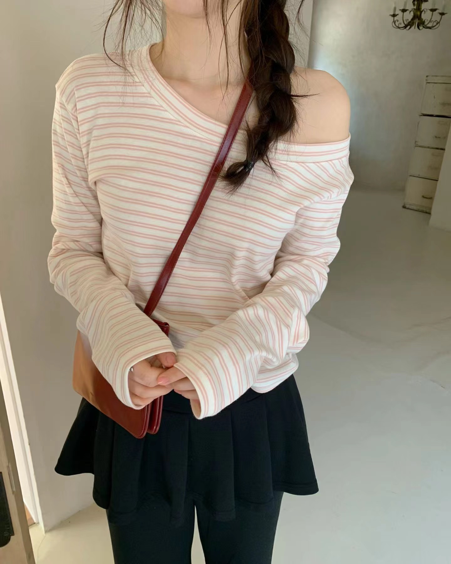 EZEDIARY韓國東大門直郵女裝新款休閑推薦時尚人氣長袖T恤EZEDIARY-2件起長袖T恤圖色1