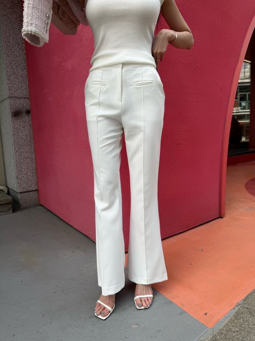 LAVIEU韓國直郵實拍女裝新款26春夏熱賣休閑褲修身喇叭褶裥LAVIEU休閑褲