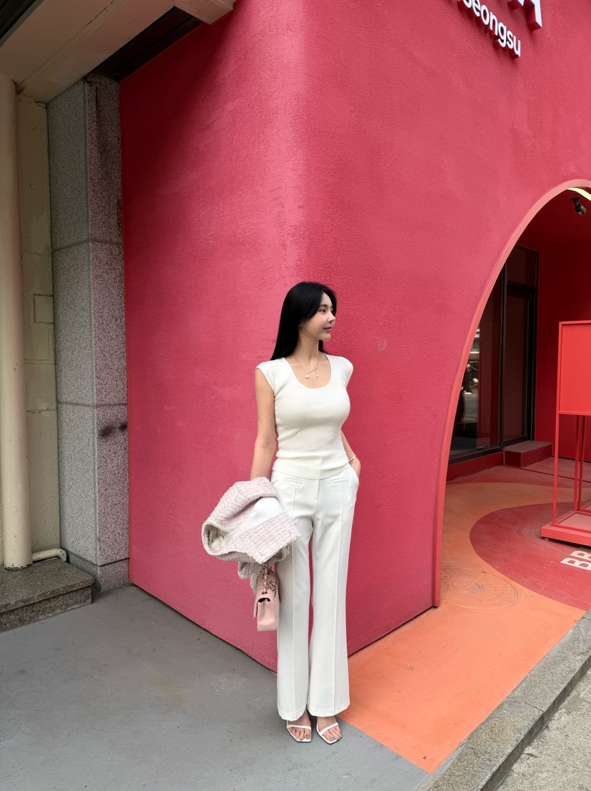 LAVIEU韓國直郵實拍女裝新款26春夏熱賣休閑褲修身喇叭褶裥LAVIEU休閑褲