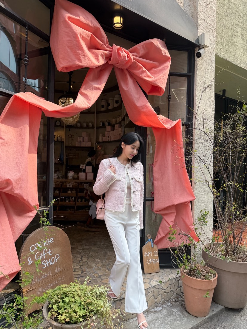 LAVIEU韓國直郵實拍女裝新款26春夏熱賣休閑褲修身喇叭褶裥LAVIEU休閑褲