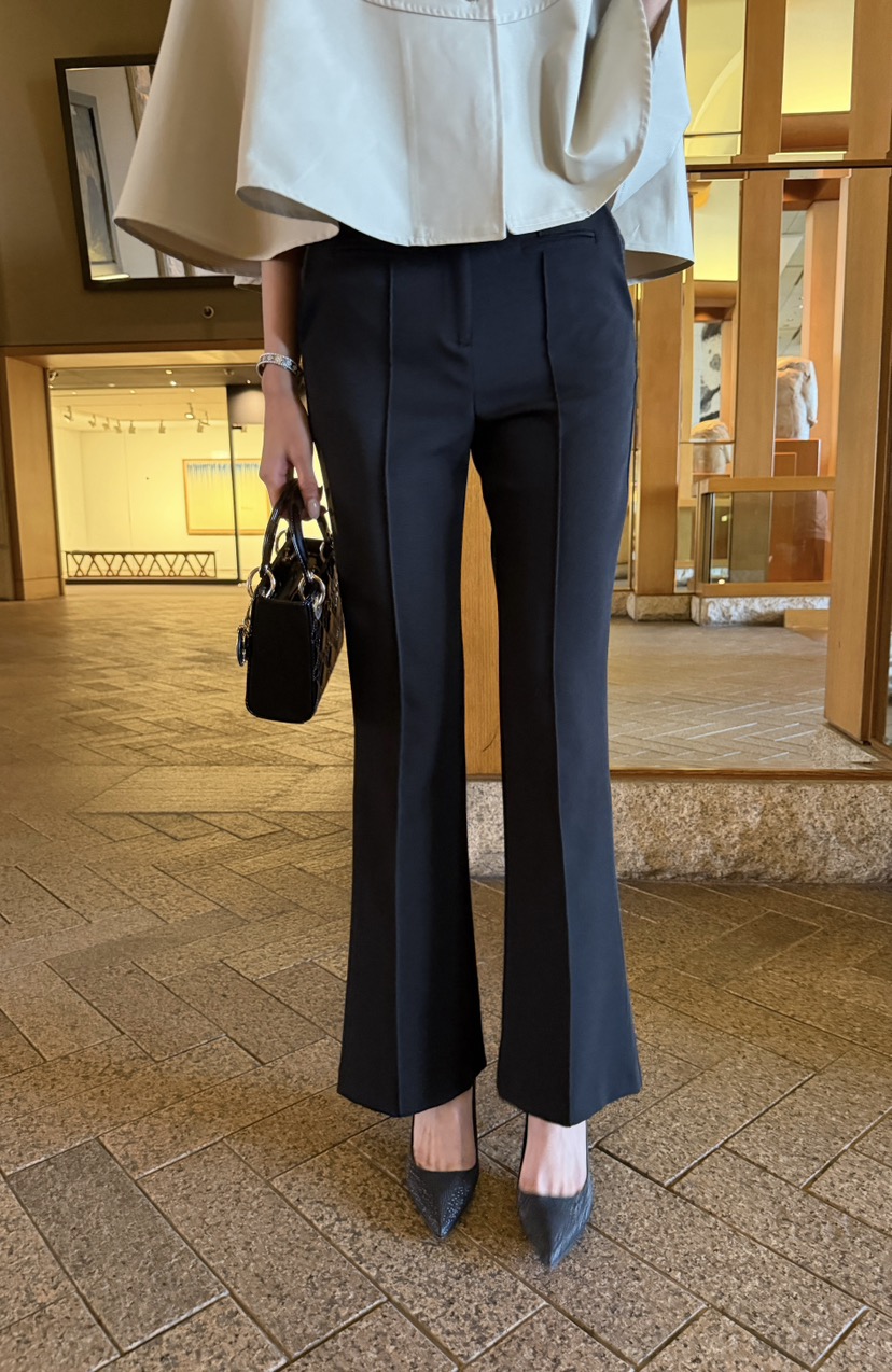 LAVIEU韓國直郵實拍女裝新款26春夏熱賣休閑褲修身喇叭褶裥LAVIEU休閑褲圖色1