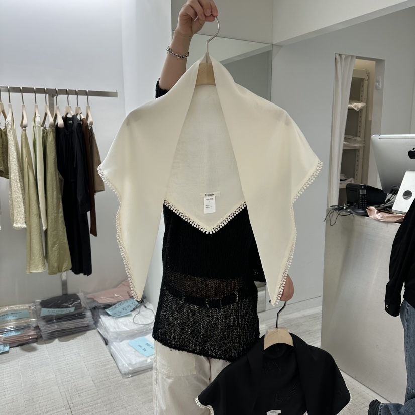 HAUTTE-P韓國直郵女士新款熱賣26春夏休閑圍巾披肩蕾絲圍巾HAUTTE圍巾/披肩圖色1