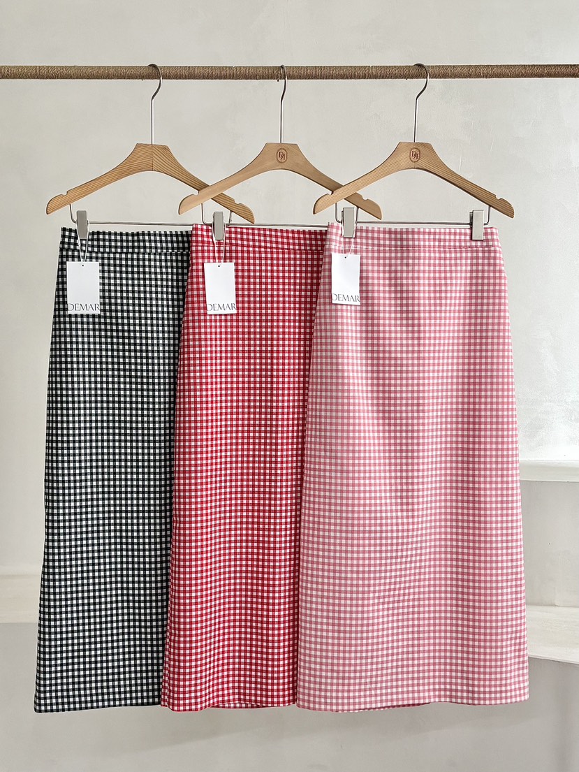 DEMAR韓國東大門代購女裝新品休閑26春夏推薦人氣長裙格紋DEMAR長裙