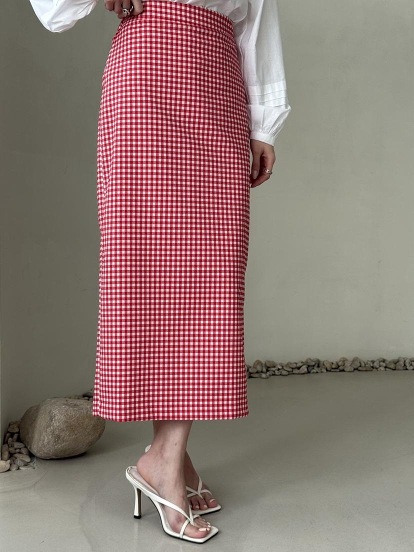 DEMAR韓國東大門代購女裝新品休閑26春夏推薦人氣長裙格紋DEMAR長裙圖色2