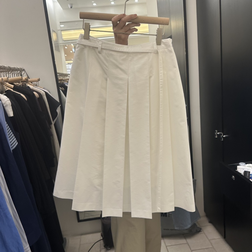 REGULARLY/PLACOR韓國東大門直郵女裝新款推薦長裙含腰帶百褶棉質褶裙REGULARLY/PLACOR長裙圖色1