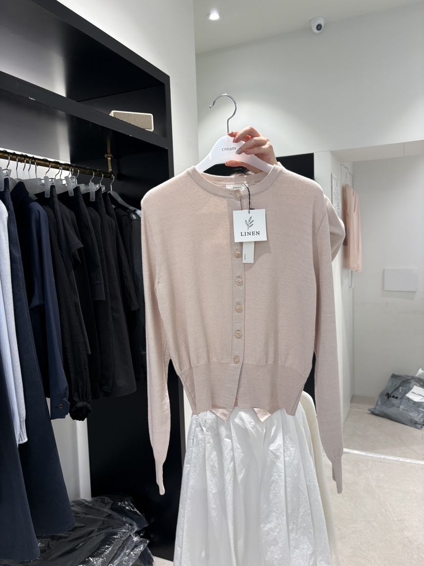 CREAM-P韓國代購女士新品職業推薦時尚人氣針織衫亞麻開衫CREAM-P針織衫圖色2